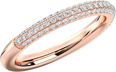 KEEVA JEWELS 0.50 Carat FGVS Round Lab Grown Diamond 2.40 MM Wedding Bands For Women Made in Solid Gold