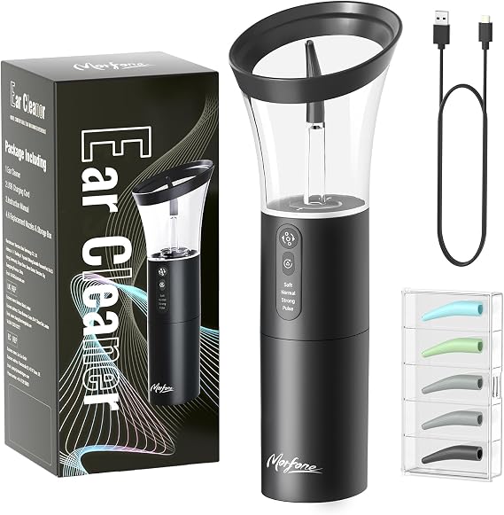 Ear Wax Removal, Effective & Safe Electric Ear Clean Kit for Earwax Buildup | Ear Cleaner Irrigation Flushing System, 4 Pressure Modes Water Temperature Sensor, IPX6, Ear Cleaning Tool USB Rechargeable