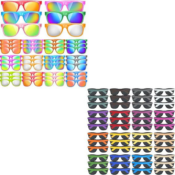 Uzoxlsn 36 Pack & 48 Pack Kids Sunglasses Bulk, Multi-Colors Neon Sunglasses for Birthday Party Favors, Graduation Gift, Summer Pool Toys, Goody Bag Filler, Kids Beach Party Supplies, School Rewards