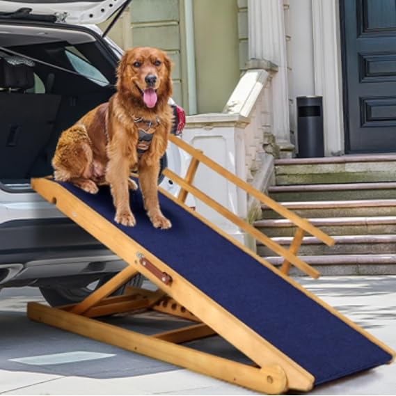 Dog Ramp for Bed, 45.3'' Long 16''-27'' Adjustable Height Pet Ramp