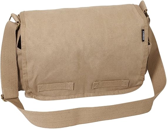 Everest Luggage Canvas Messenger, Khaki, Khaki, One Size