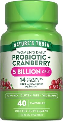 Natures Truth Probiotics for Women | 5 Billion CFUs Daily | 40 Vegetarian Capsules | with Cranberry | Non-GMO & Gluten Free | No Refrigeration Needed