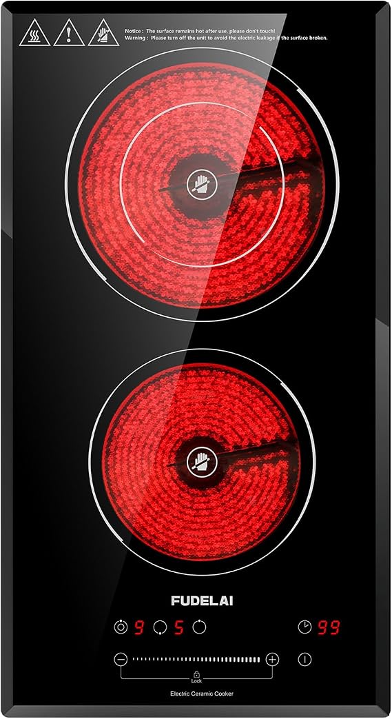2-Burner Electric Cooktop, 3200W 240V Ceramic Hot Plate