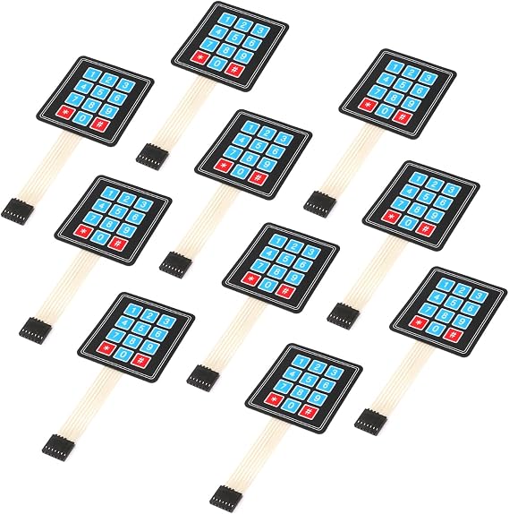 10pcs 3x4 Matrix Array Membrane Switch 69.2*76.9mm Keypad Keyboard 3x4 12 Keys Matrix Array Membrane Switch Microcontroller Extended Keyboard 7 Pin Dupont for Arduino