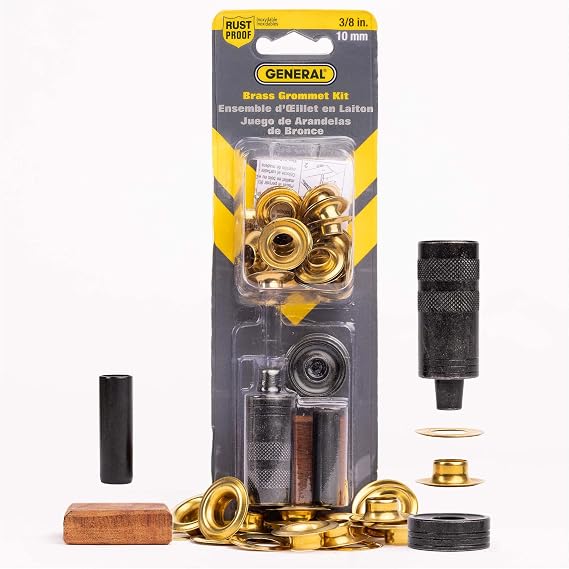 General Tools 71262 Grommet Kit with 24 Rustproof Solid Brass Grommets, 3/8 Inch