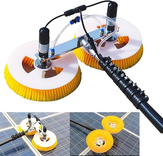 3.5m/5.5m/7.5m Solar Panel Cleaning Tool, Solar Panel Cleaning Brush and Pole Water Fed Pole Kit, Double Head Automatic Outdoor Cleaning Tools Window Cleaner,7.5m-BothTwo