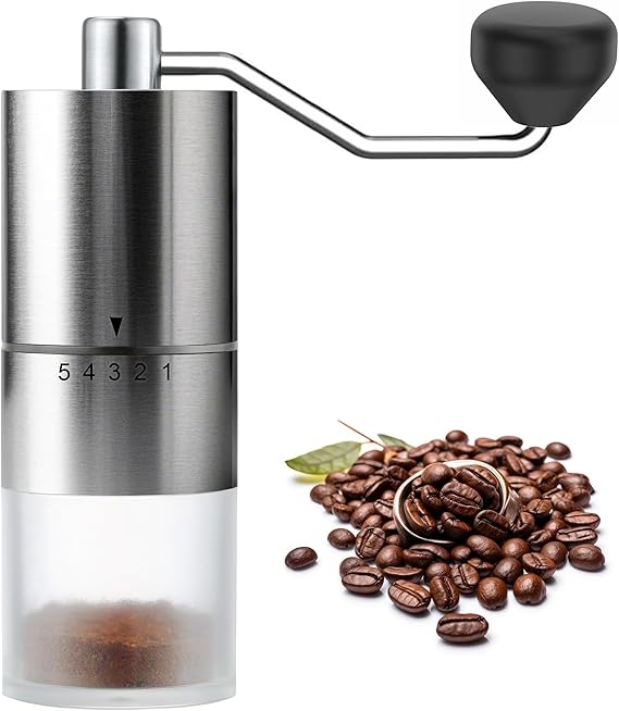 EZLucky Manual Coffee Grinder, 5 External Settings, Ceramic Conical Burr