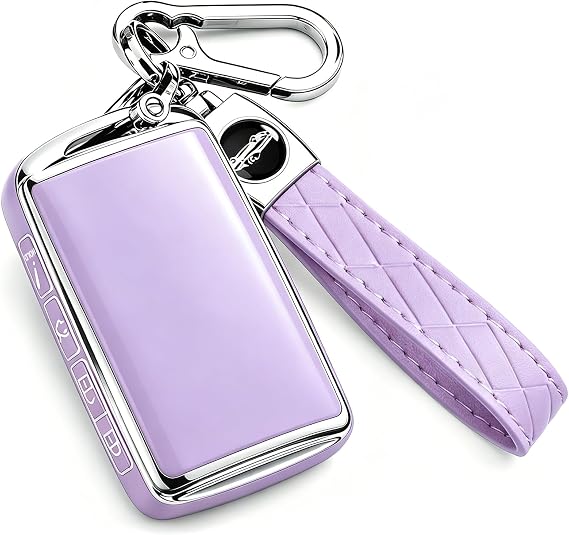 Key Fob Cover for Mazda CX5 with Keychain, Soft TPU Key Case Shell for Mazda 3 6 CX-5 CX-9 CX-30 CX-50 CX-90 MX-5 Miata CX-70 Smart Key Protector (4 Buttons, Purple)