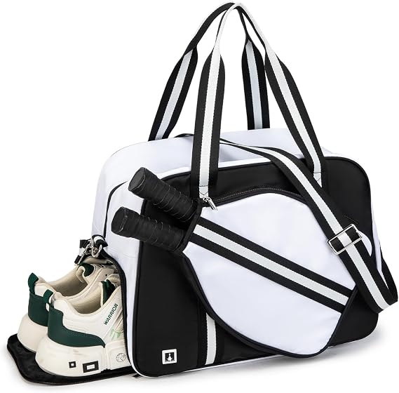 ROYALFAIR Pickleball Tote Bag for Women Men Large Capacity with Paddle Cover Pocket Internal Shoe Pocket and Adjustable Shoulder strap
