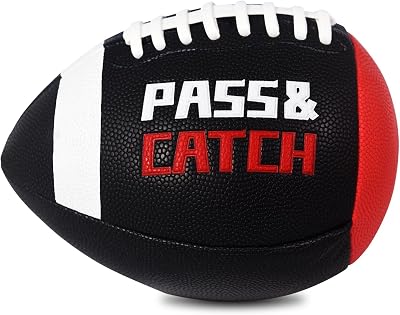 PassCatch Training Football, Peewee Size(Ages 3-9) Kids/Youth (Ages 7-13) Official Size(Ages 13+) Fatherless Bounce Back Leather Football Improving Enhance Solo Passing Catching Skills