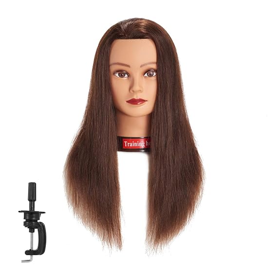 20-22" Female 100% Human Hair Mannequin Head for Hairdresser