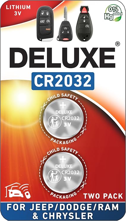 Key Fob Replacement Batteries for Jeep Dodge Ram & Chrysler, Pack of 2