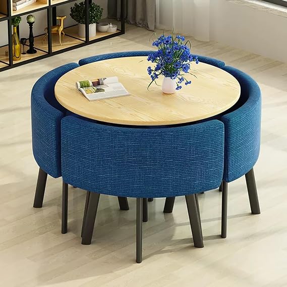 Office Reception Room Club Table and Chair Set, Negotiation Table and Chair, Sales Office Shops Meetings Small Round Tables, Business Conference Room Coffee Table(Blue B)