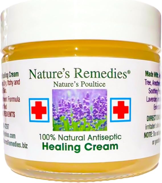 100% Natural Antiseptic Healing Cream: Stops the Itch and Fades the Redness, Eczema, Psoriasis, Cracked, Itchy, and Irritated Skin Made with 100% Natural Ingredients. 4 oz.