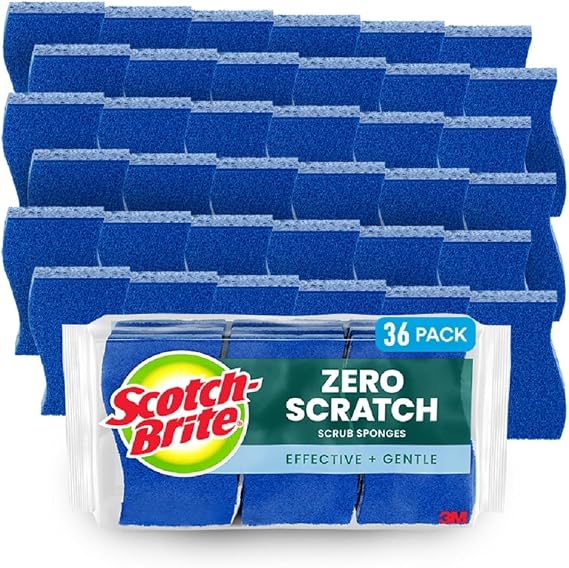Scotch-Brite Zero Scratch Non-Scratch Scrub Sponges, 36 Pack