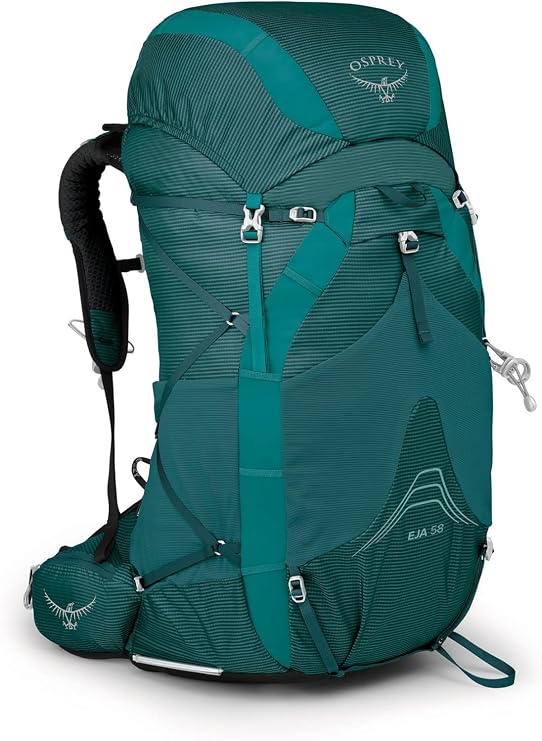 Osprey Eja 58L Women's Ultralight Backpacking Backpack, Green WM-L | hiking pack, camping gear, overnight trail pack, Green color, WM-L size
