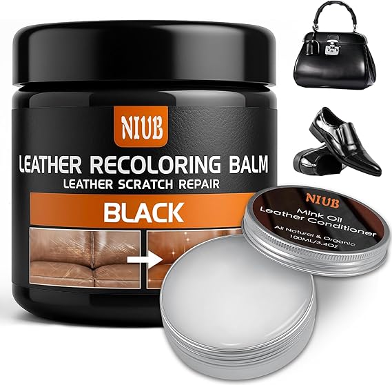 Leather Recoloring Balm Leather Color Restorer with Leather Conditioner, Black