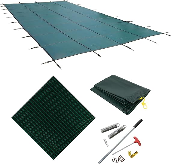18-Year Mesh 14-ft x 28-ft In-Ground Pool Safety Cover - Green