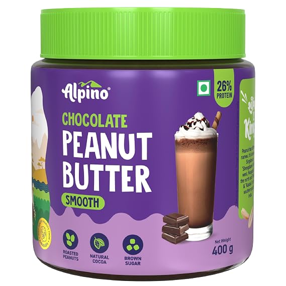 ALPINO Chocolate Peanut Butter Smooth | 19% Protein | Made with Roasted Peanuts, Chocolate Paste, Brown Sugar and Sea Salt | Plant Based Protein Peanut Butter Creamy (14.1 Ounce)