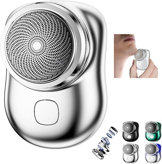 Mini Shaver Portable Electric Shaver - New Pocket Portable Electric Shave, Magic USB Mini Shaver Electric Razor for Men, Rechargeable Travel Razors for Men Electric Shaver for Shaving Face(Silver)