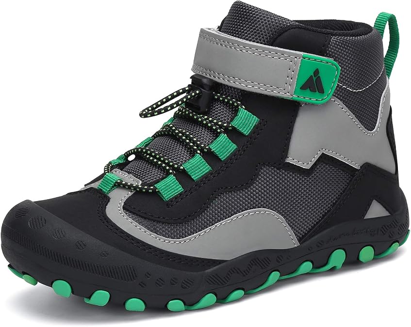 Mishansha Kids Hiking Boots for Boys Girls Water-Resistant Non-Slip | Protective Toe, Adjustable Fit and Flexible Sole for Camping, School, Walking, Trekking, Trail Adventures and Everyday Wear