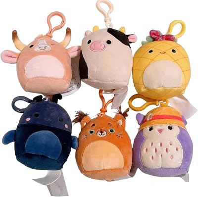 Squishmallows 2024 Everyday Squad Set of 6 Assorted 3.5 Mini Clip On Keychain Plush Doll