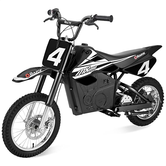 Razor MX650 Dirt Rocket Bike Electric Ride-On for Ages 16+, 220 lb Max Weight, Black 36V Battery, Up to 17 Mph, 40-Min Run Time, Twist-Grip Throttle, 16 Front and 14 Rear Pneumatic Tires