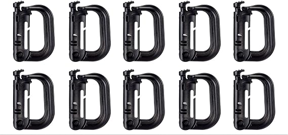 BOOSTEADY 10 Pack Multipurpose D-Ring Grimlock Locking for Molle Webbing with Zippered Pouch