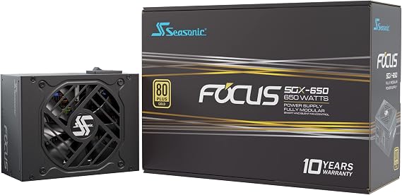 Seasonic Focus SGX-650 | 650W | 80+ Gold | Full-Modular | SFX Form Factor | Low Noise | Premium Japanese Capacitor | | Nvidia RTX 30/40 Super & AMD GPU Compatible (Ref. SSR-650SGX)