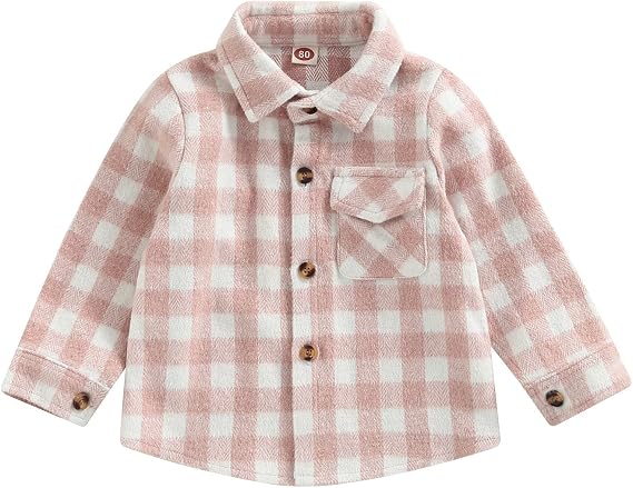 Toddler Kids Baby Boys Flannel Plaid Shirt Long Sleeve Button Down Tops Coat Jacket Outfits Fall Winter Clothes