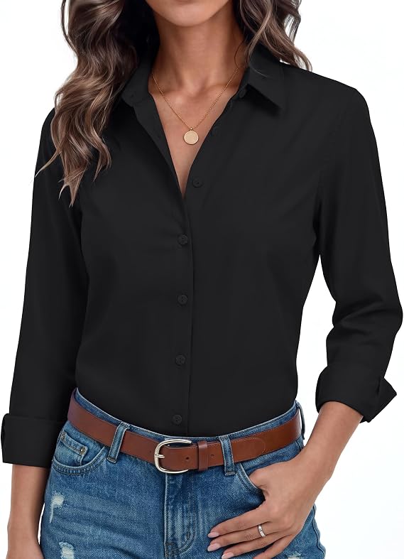 siliteelon Womens Button Down Shirts Wrinkle-Free Business Dress Shirts