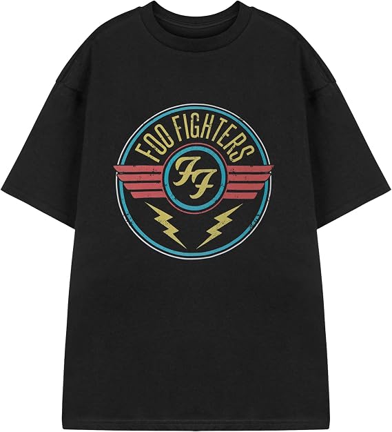 Foo Fighters Mens T-Shirt | Lightning Black Short Sleeved | Graphic Tee for Music Fans | Rock Band Official Merchandise
