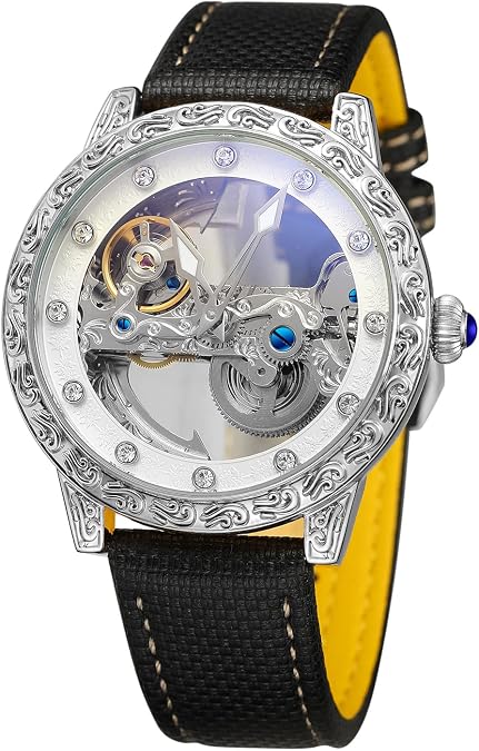 FORSINING Men's Skeleton Self Wind Luxury Analog Tourbillon Mechanical Wrist Watch