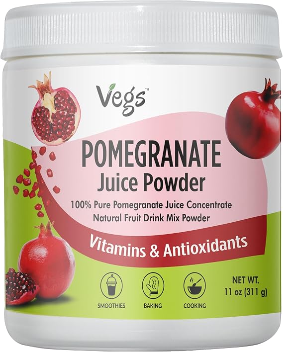 Pomegranate Juice Powder - Organic Pomegranate Fruit Juice Concentrated Antioxidants & Electrolytes - Instant Drink Mix Powder for Hydration, Baking, Flavoring, Sugar Free 11 oz (Pack of 1)