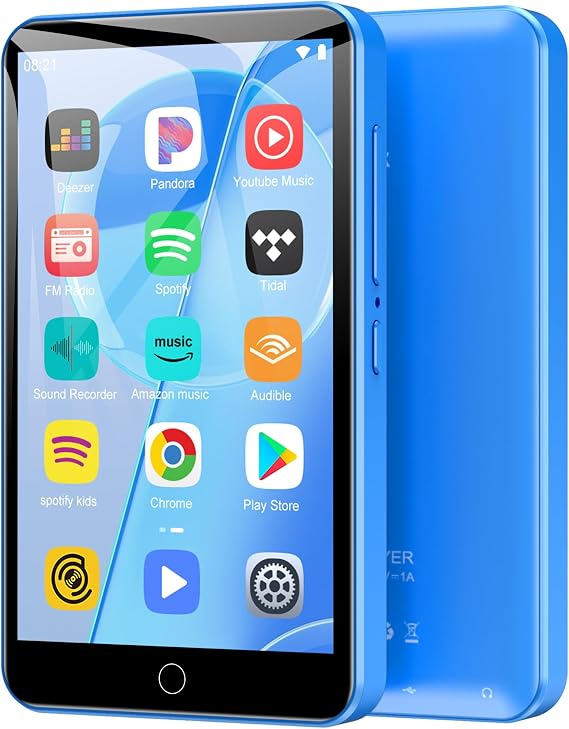 Diofox MP3 Player with Bluetooth and WiFi, 80GB 4.0" Music Player with Spotify,Amazon Music,YouTube,Parental Control Android Mainstrem Media MP4/MP3 Player for Kids up to 1TB,Black (Blue)