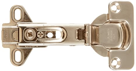Sugatsune 304B-C46/19 Stainless Steel 304 Self Closing Concealed Hinge with Mounting Plate, Polished Finish, 19mm Overlay, 100 Degrees Range of Motion