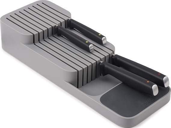 Joseph Joseph DrawerStore Knife Organizer, holds up to 9 knives, Kitchen Organization & Drawer Storage Compact, Gray