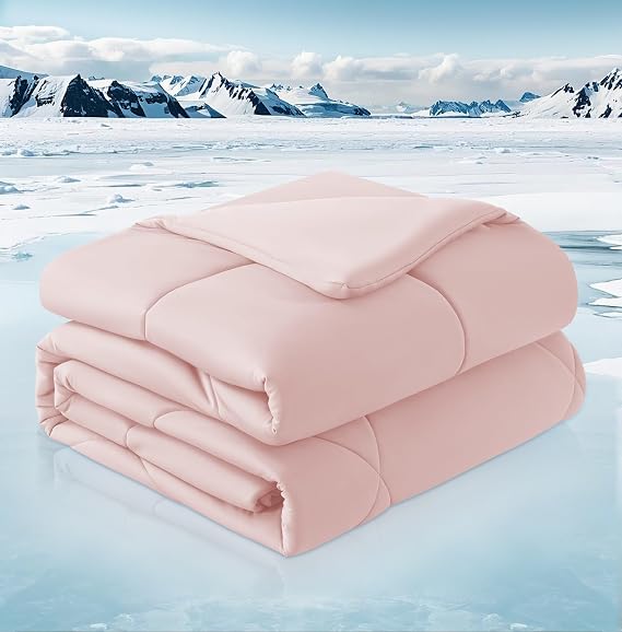 MASVIS Cooling Comforter King Size - Beige Lightweight Summer Cooling Night Sweats, Double-Sided Cool Touch Soft, Q-Max 0.4 Cold Tech Ice Blanket 108"x90"