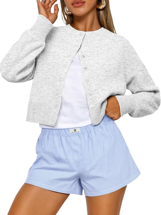 Trendy Queen Cropped Cardigan Sweaters for Women Y2k Fall Fashion Clothes 2026
