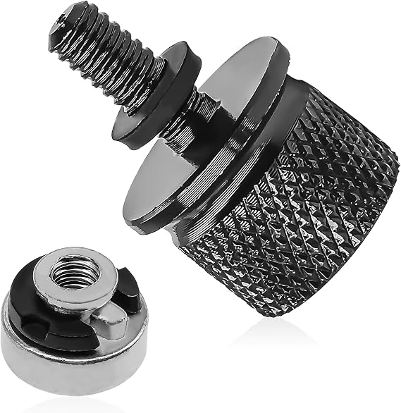 Chrome Rear Fender Seat Bolt Nut Kit, Stainless Steel Seat Screw Quick Mount for 1996-2024 Harley Davidson(Black)