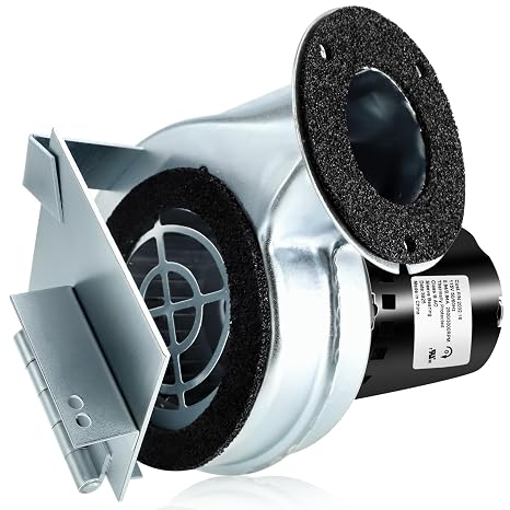 Hiorucet 2002.16 Damper Blower Motor for Hardy H2, H3, C2, C3, H6, Hardy 120 Draft Fan, Replacement 2002.16 Hardy Wood Furnace Blower Motor with Flap, 120,000 BTU, 100 CFM.