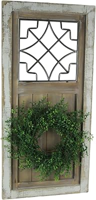 Mayrich Decorative Wooden Door Wall Art Metal Accent Window Rustic Home Decor Sculpture, Multicolored, One Size