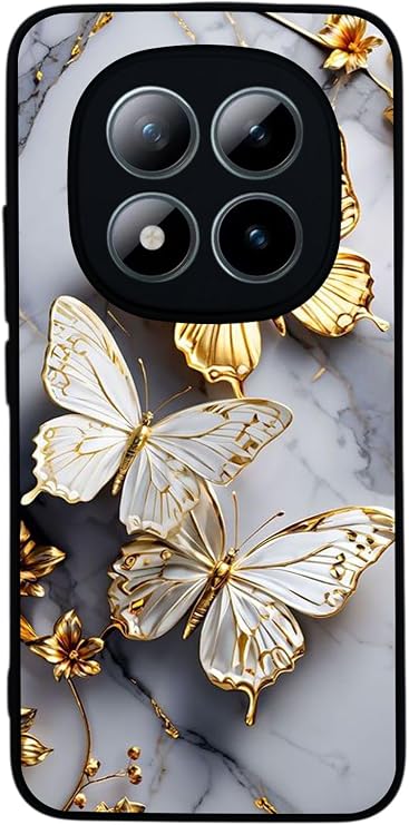 Xiaomi Redmi Note 15 Pro ile Uyumlu Yaldız Çiçek Desenli, Mat Siyah, Yumuşak Silikon, Şok Emici Koruyucu Kılıf