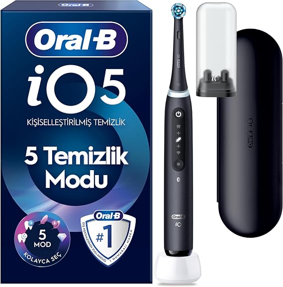 Oral-B iO - 5 Siyah Yapay Zeka Teknolojili Şarjlı/Elektrikli Diş Fırçası