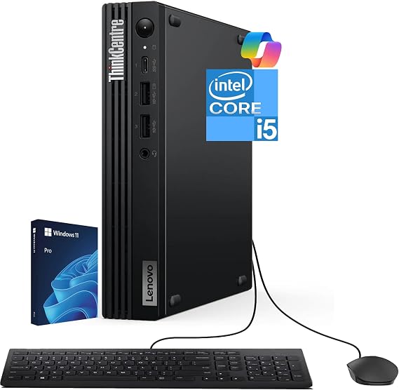 Lenovo ThinkCentre Tiny M70q Intel Deca Core i5-14400T (Beats i7-13700T), 32GB DDR5, 512GB NVMe, DisplayPort, HDMI, WiFi 6, RJ-45, Wired KB & Mouse, Win 11 Pro, 3YR Wty, AI Business Desktop - Black