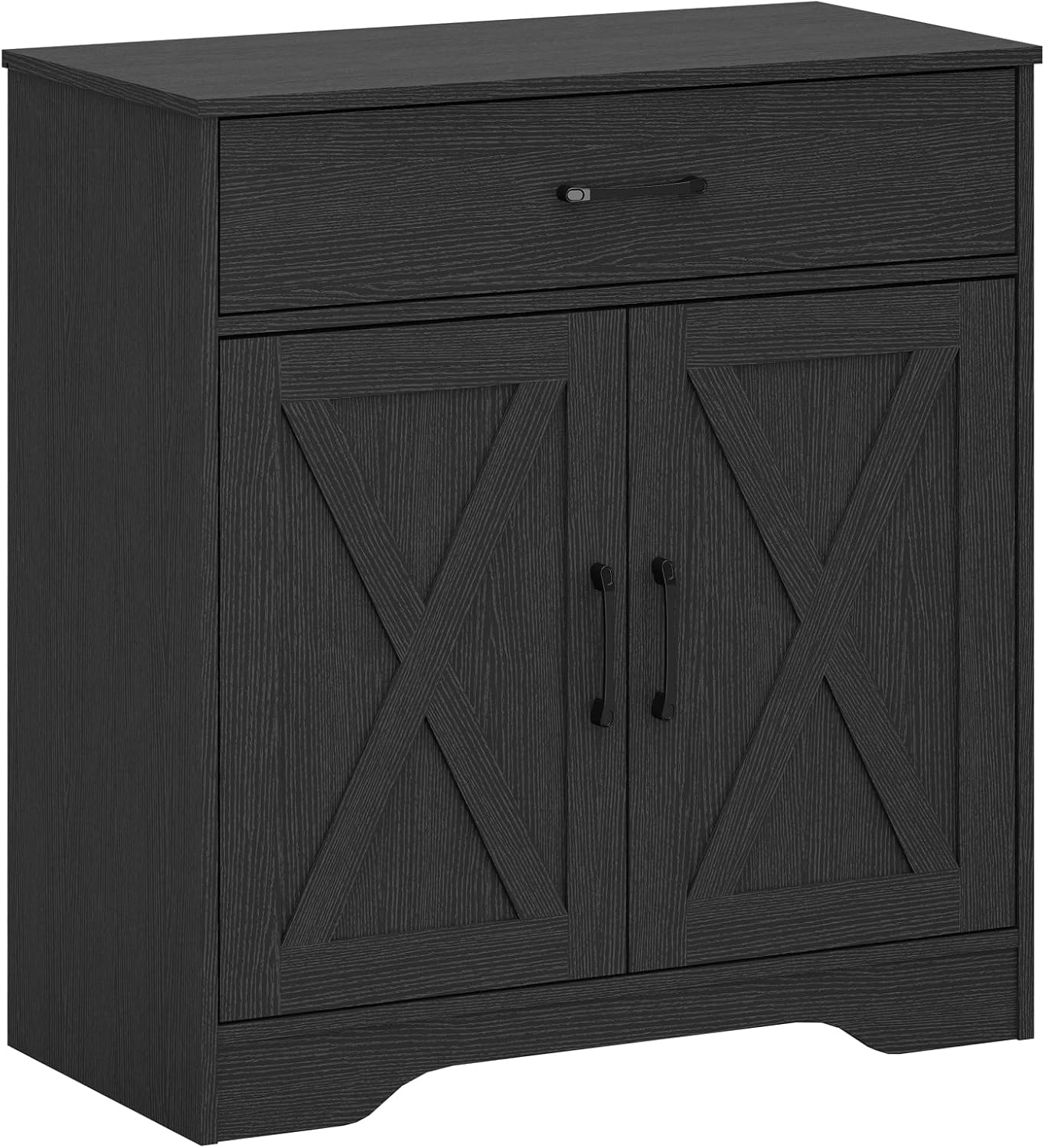 Panana Wooden Cabinet 1 Drawer and 2 Doors Storage Cupboard Coffee Bar Sideboard Farmhouse Entryway Organizer Console Black