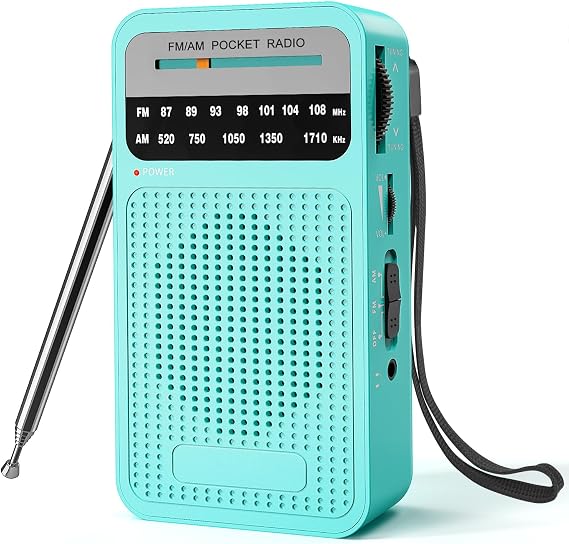 Goodes Portable Radio AM FM, Transistor Radio with Best Reception | Battery Operated Radios with Loud Speaker, Headphone Jack for Indoor, Outdoor and Emergency Use-Blue