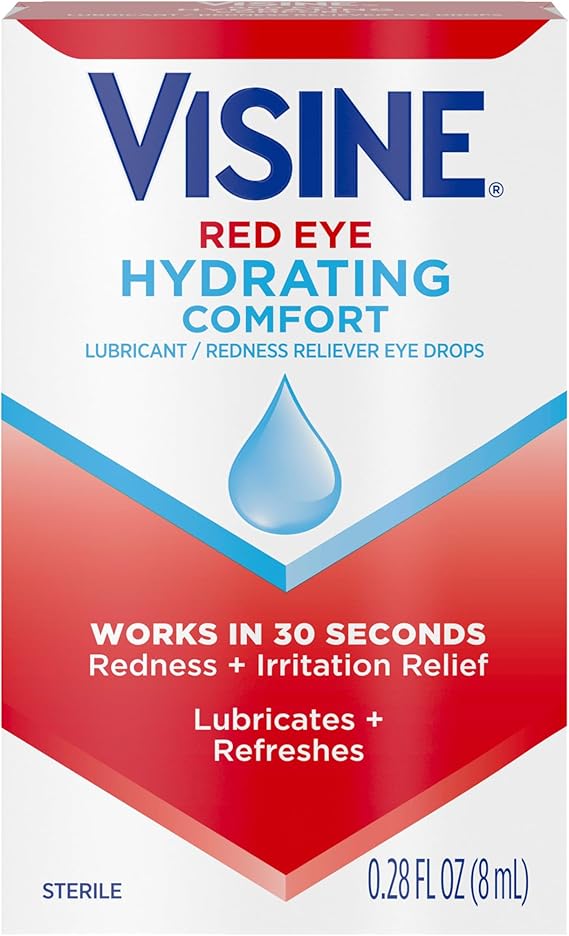 Visine Red Eye Hydrating Comfort Lubricant Eye Drops, 0.28 fl. oz