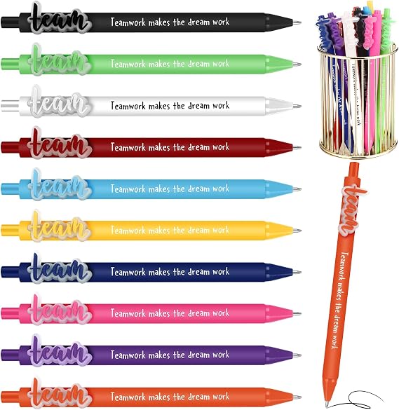 Sayglossy 20 Pcs Team Pens Bulk Team Building Gift for Employee,Multicolor