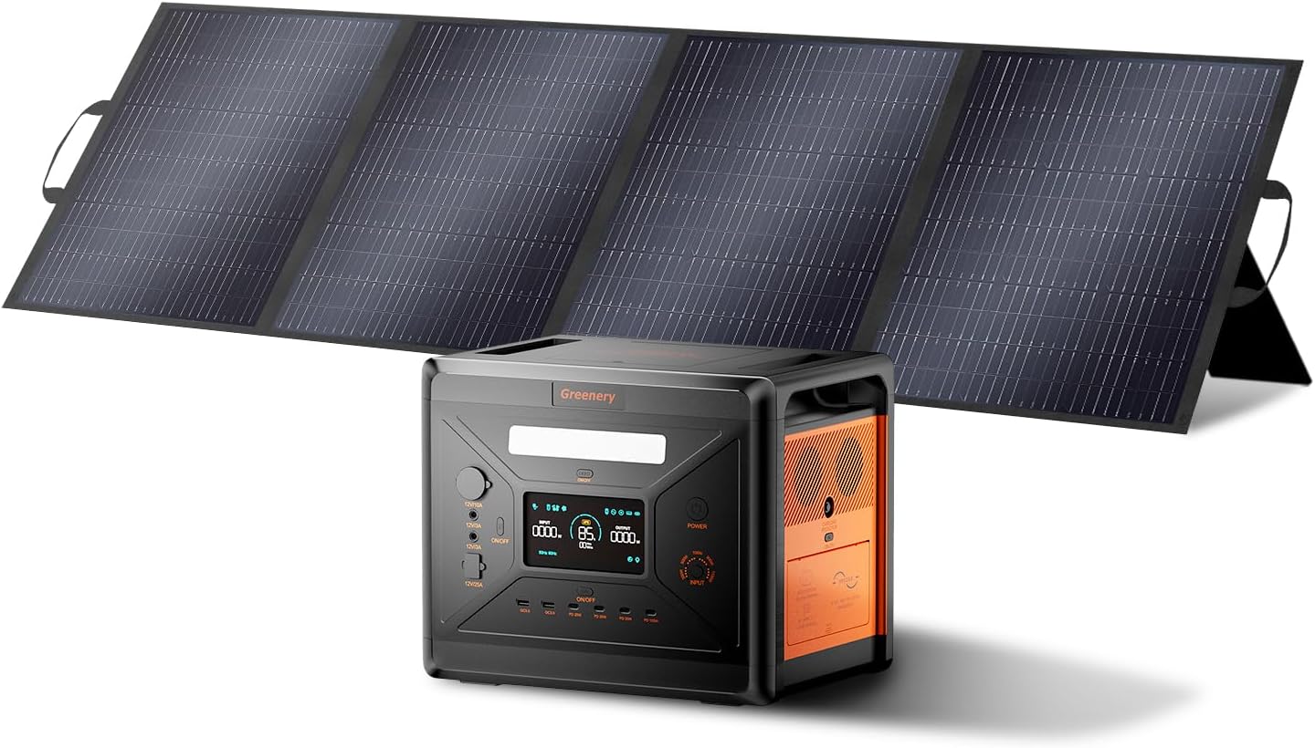 Greenery 2500W2304Wh Portable Power Station, Solar Generator with 400W Solar Panel, Large Capacity Power Supply, BMS Emergency Power Station for Home Backup, Camping, Outdoor Battery Backup